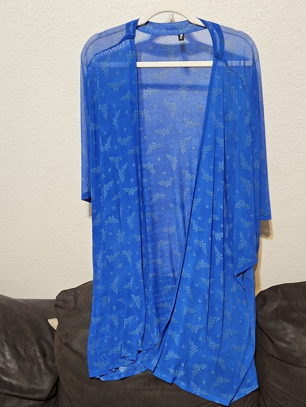 torrid/Disney Wonder woman Royal Blue Sheer Open-Front Kimono Cardigan